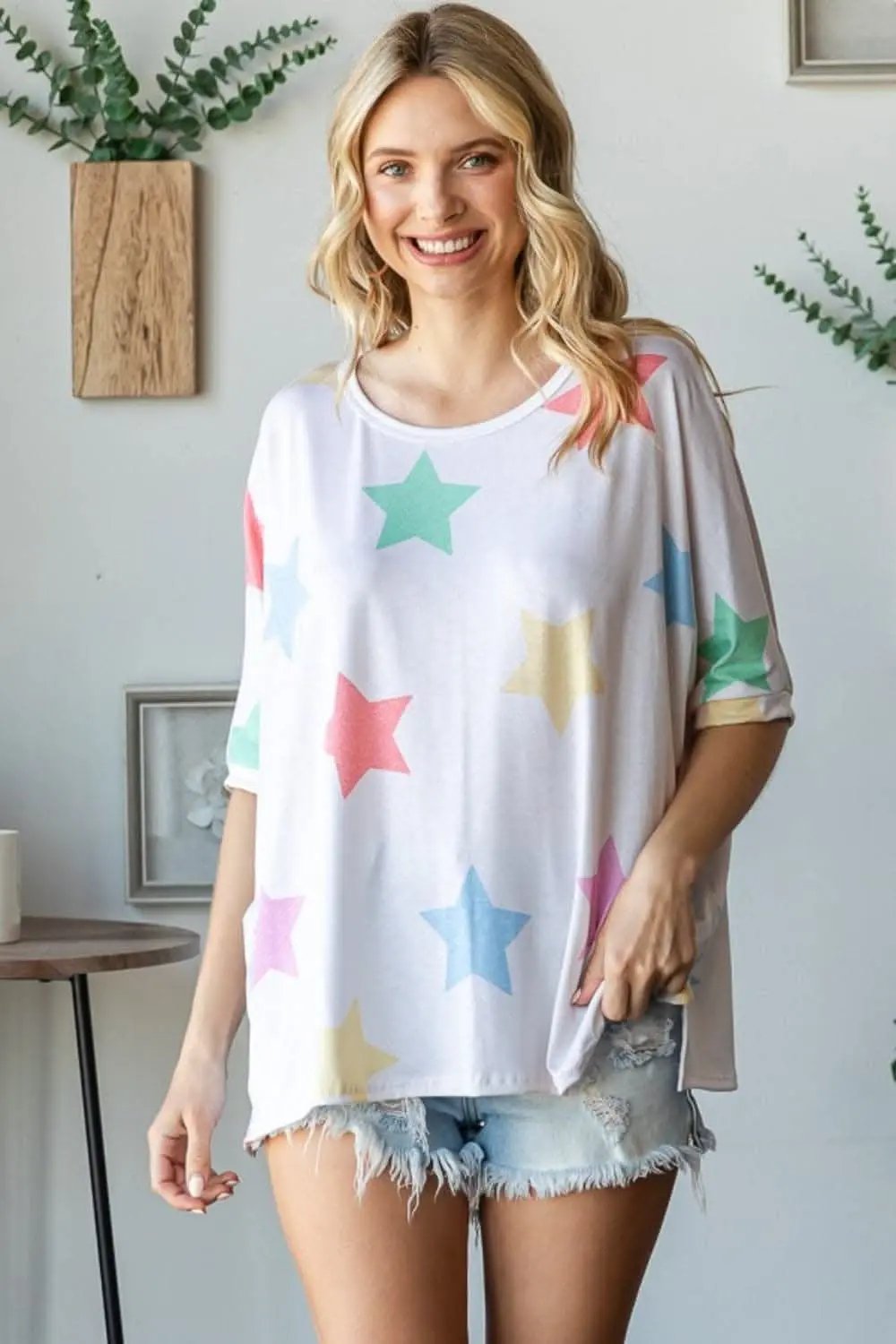 Women's T-Shirt Star Print Tee - Soft & Comfy - Women's Casual Short Sleeve