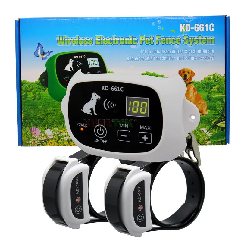 KPHRTEK KD-661C Waterproof Rechargeable Wireless Electronic Pet Fence System 1/2 DOG White Green Drop Shipping