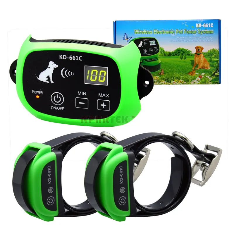 KPHRTEK KD-661C Waterproof Rechargeable Wireless Electronic Pet Fence System 1/2 DOG White Green Drop Shipping