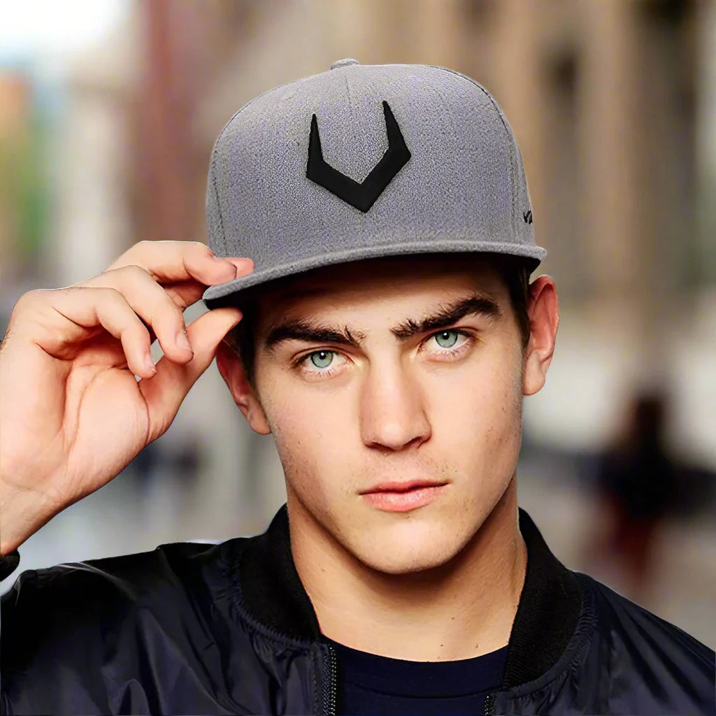 Gorra snapback unisex de lana gris