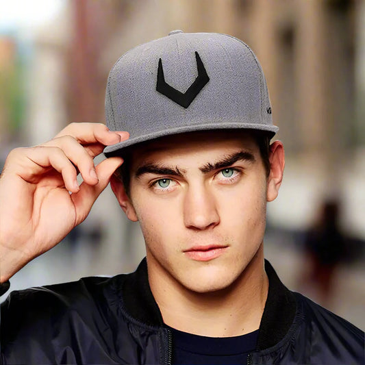 Gorra snapback unisex de lana gris