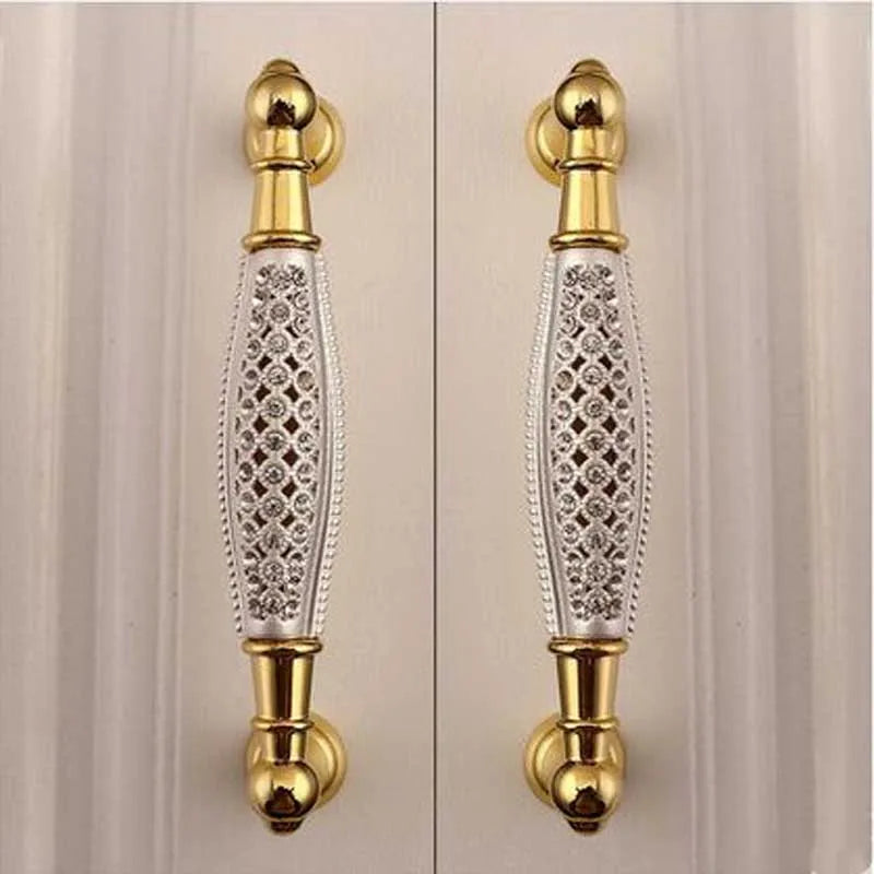 Deluxe 24K Gold Furniture Handle with K9 Crystal – Elegant Drawer Pull for Cabinets and Wardrobes (96mm)