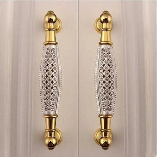 Deluxe 24K Gold Furniture Handle with K9 Crystal – Elegant Drawer Pull for Cabinets and Wardrobes (96mm)