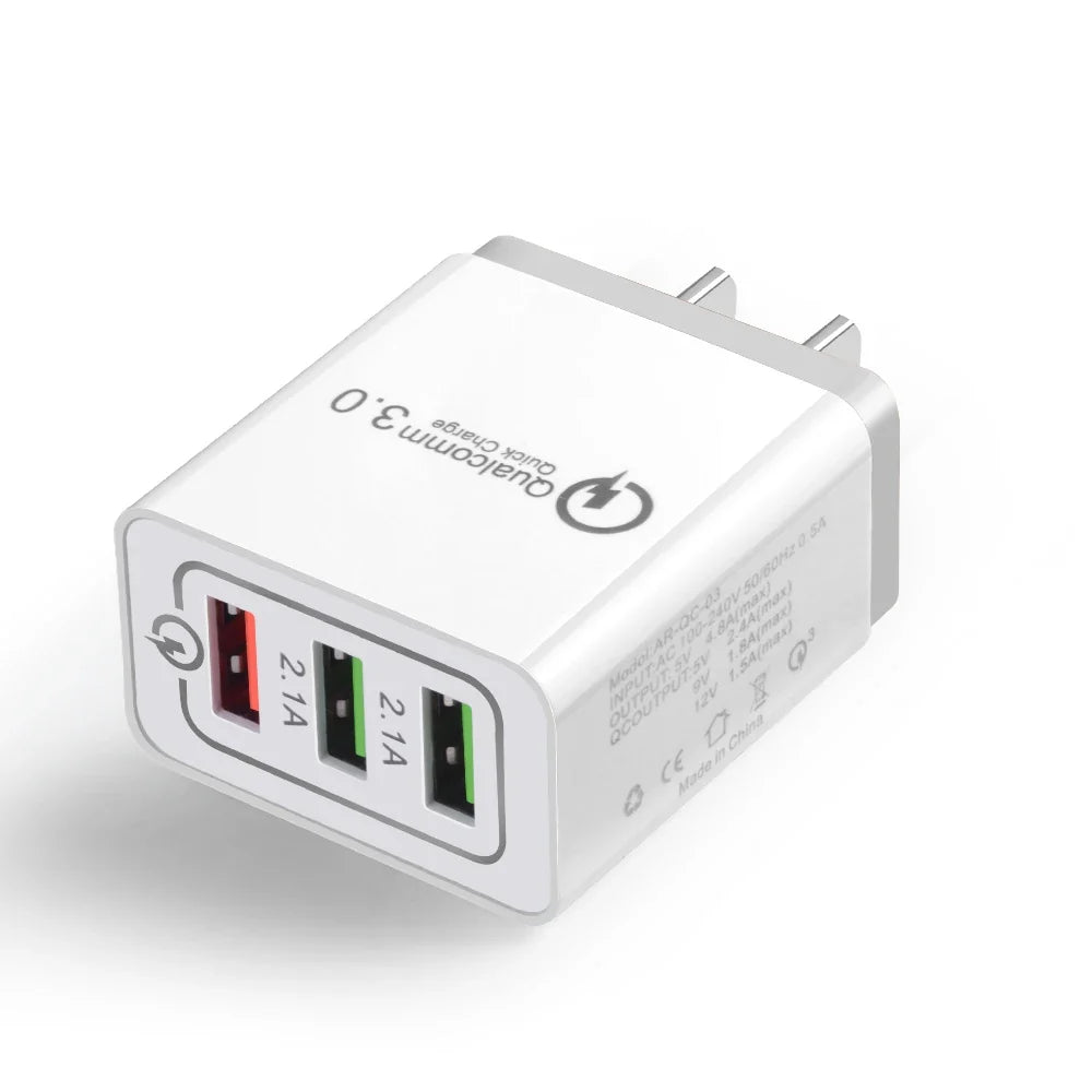 EU US Plug 4 USB 45W USB Charger Fast Charge QC 3.0 Wall Charging For iPhone 12 11 Samsung Xiaomi Mobile 4 Ports Adapter Travel