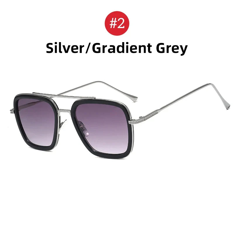 VIVIBEE Retro Square Men Edith Sunglasses Vintage Silver Metal Frame Blue Lens Glasses Fashion Women Steampunk Eyewear