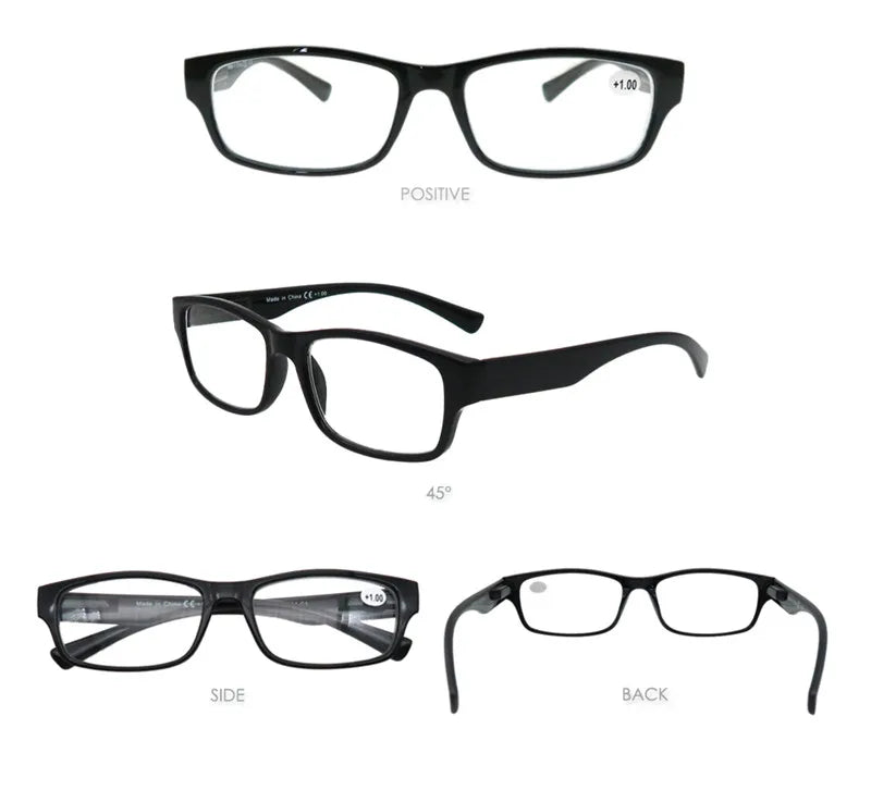 Reading Glasses Men Women Rectangle Durable Frame Readers Flexible Spring Hinge Clear View Magnification Strength +1.0 to +5.0
