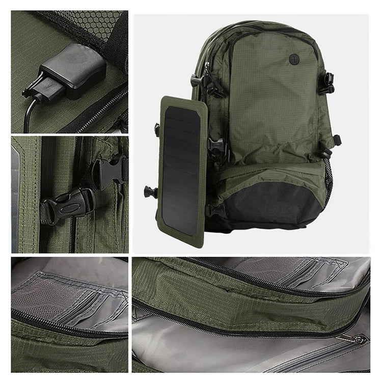Solar Backpack for Men and Women, Polyester Travel Shoulder Bag, Cell Phone Charger' Solar Bag, Sunpower Laptop Bag, 35L