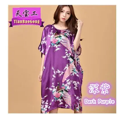 Plus Size Black Women's Summer Lounge Robe Lady New Sexy Home Dress Rayon Nightgown Large Loose Sleepwear Bathrobe Gown S002-B