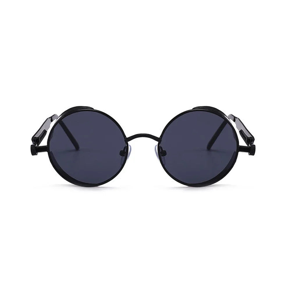 VIVIBEE Vintage Steampunk Red Sunglasses Men Round Punk Alloy Metal Retro Sun Glasses Women 2026 Goggles Gothic Style Shades