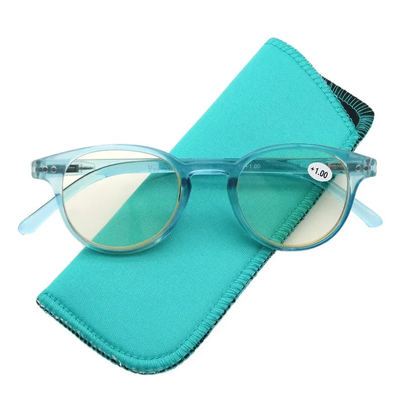 Anti Blue Light Blocking Reading Glasses Women Men Round Vintage Computer Readers Presbyopic Glasses Maginfication +1.0 to +4.0