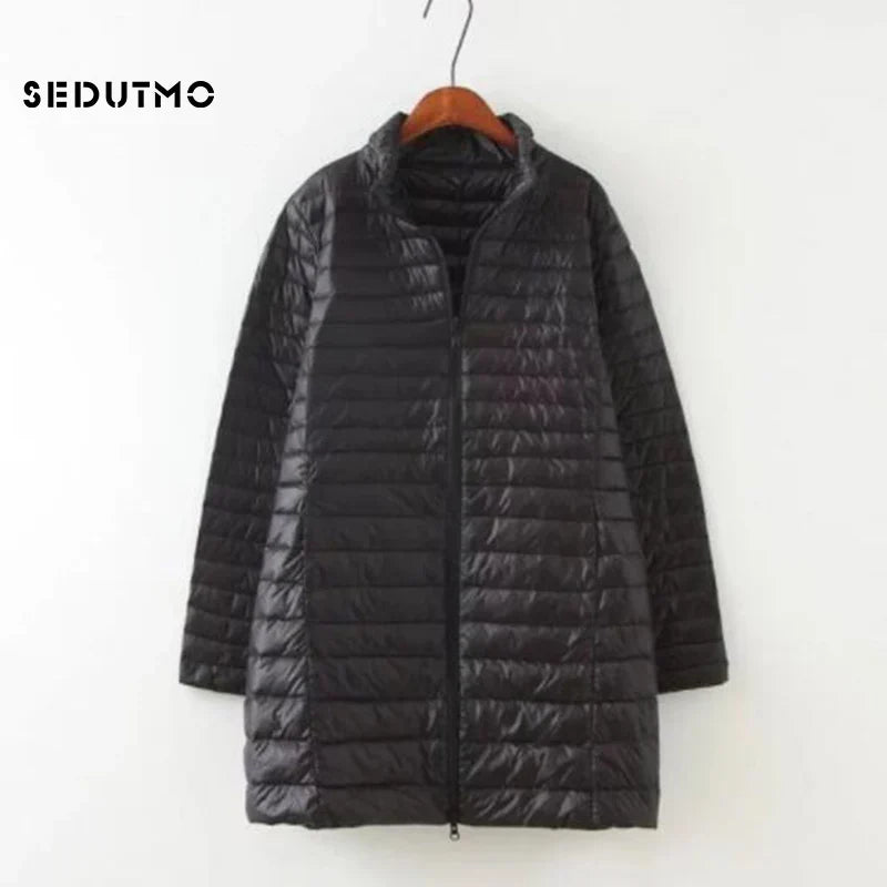 SEDUTMO Winter Down Jackets Women Long Ultra Light Duck Down Coat Slim Puffer Jacket  Autumn Parkas ED619