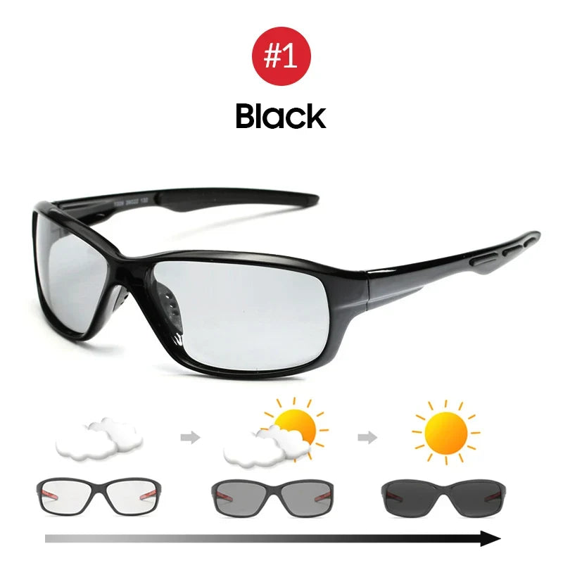 VIVIBEE Men Photochromic Sunglasses Polarized Golf Women Cycling UV400 Color Changing Black Sun Glasses Outdoor Sports Goggles