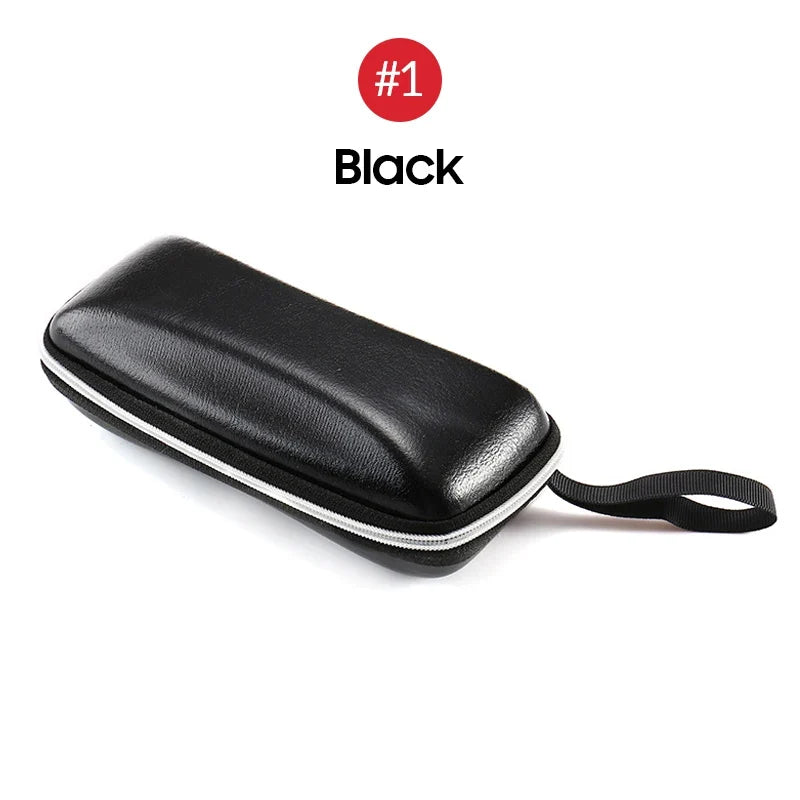 VIVIBEE Men Black PU Leather Sunglasses Case Zipper Waterproof Sun Glasses Eyewear Storage Eyeglasses Genuine Spectacle Box