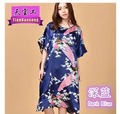 Plus Size Black Women's Summer Lounge Robe Lady New Sexy Home Dress Rayon Nightgown Large Loose Sleepwear Bathrobe Gown S002-B