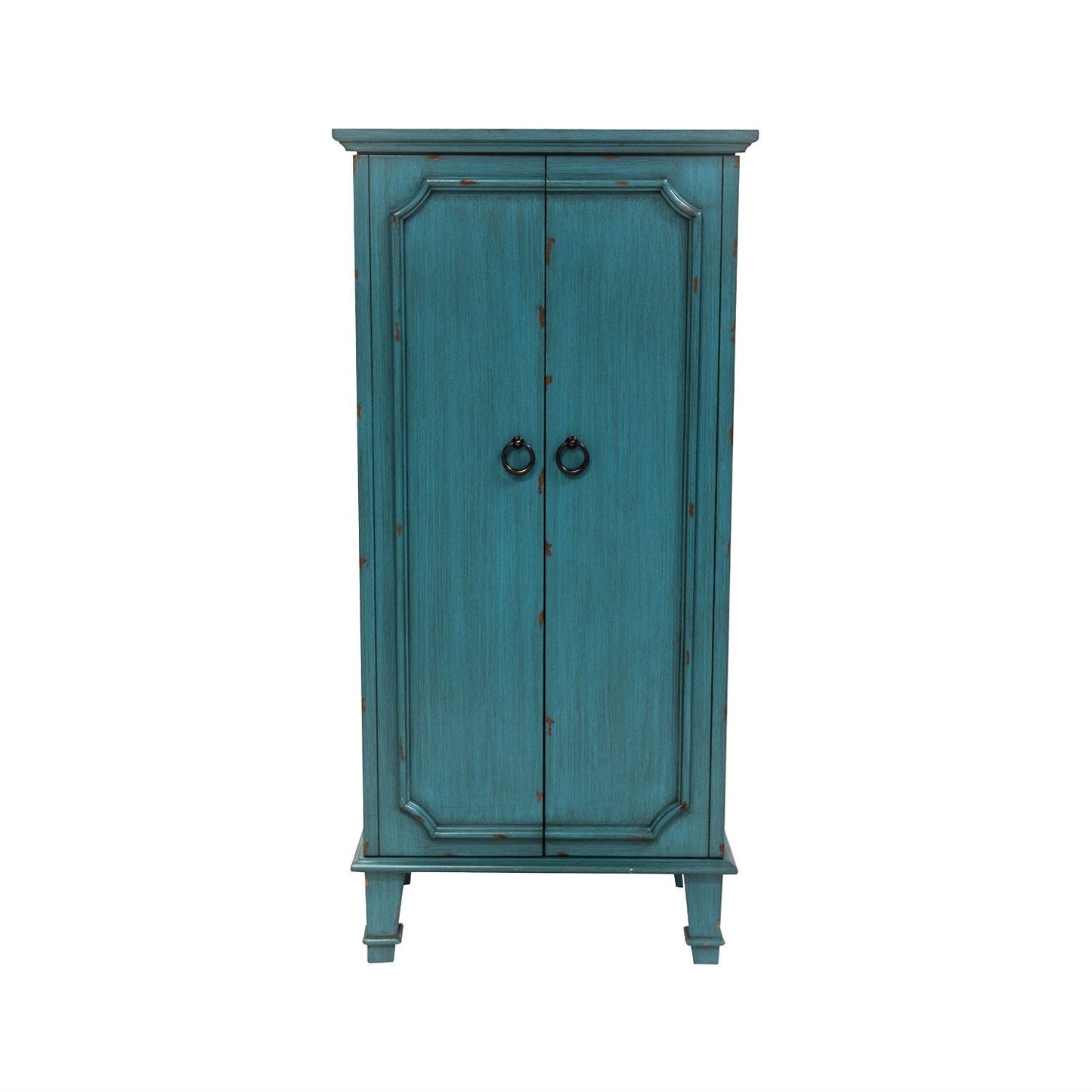 Alhajero vintage pintado a mano color turquesa con tiradores de cajón antiguos