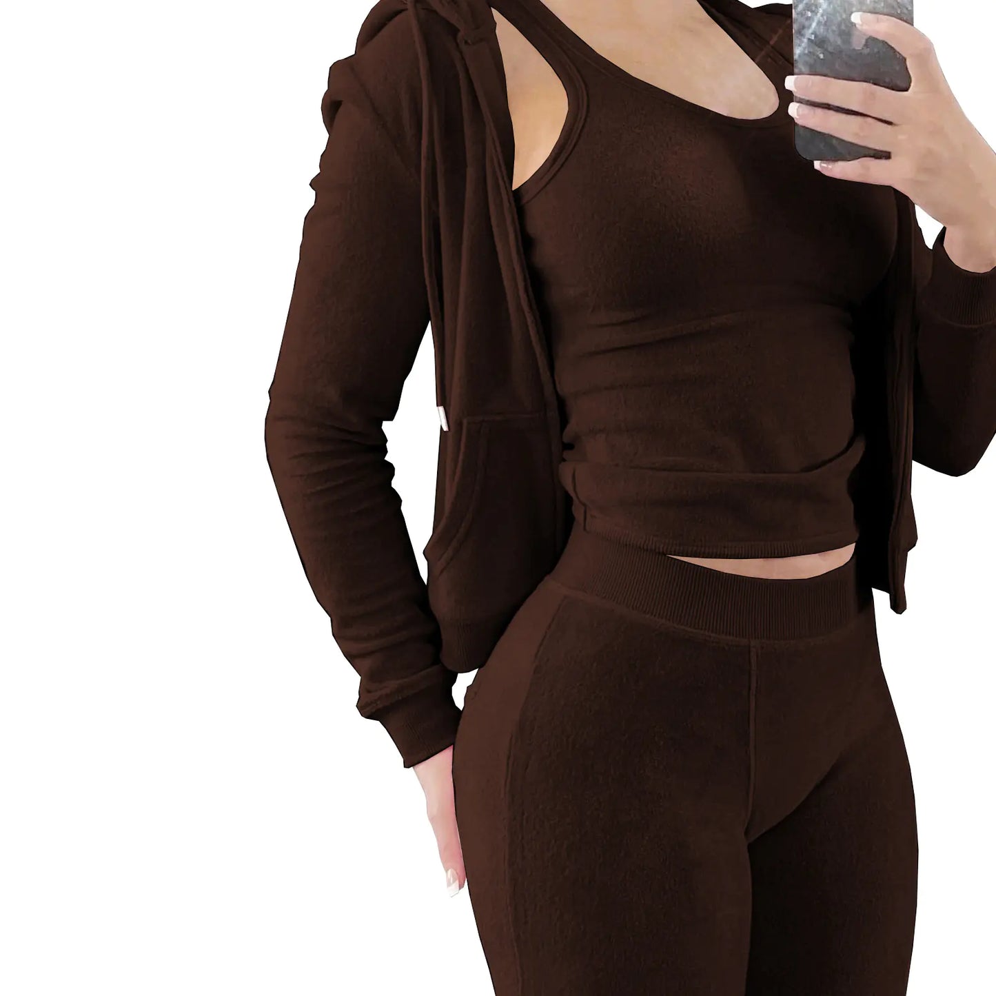 HR8235 Women's Autumn Winter Hooded Vest Set
