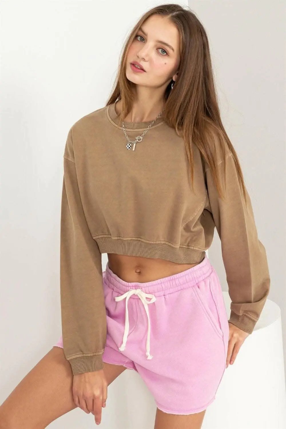 Accesorios Tendencias Sudadera corta para mujer, top informal de manga larga, suave y elegante