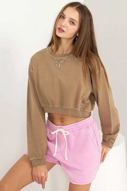 Accesorios Tendencias Sudadera corta para mujer, top informal de manga larga, suave y elegante