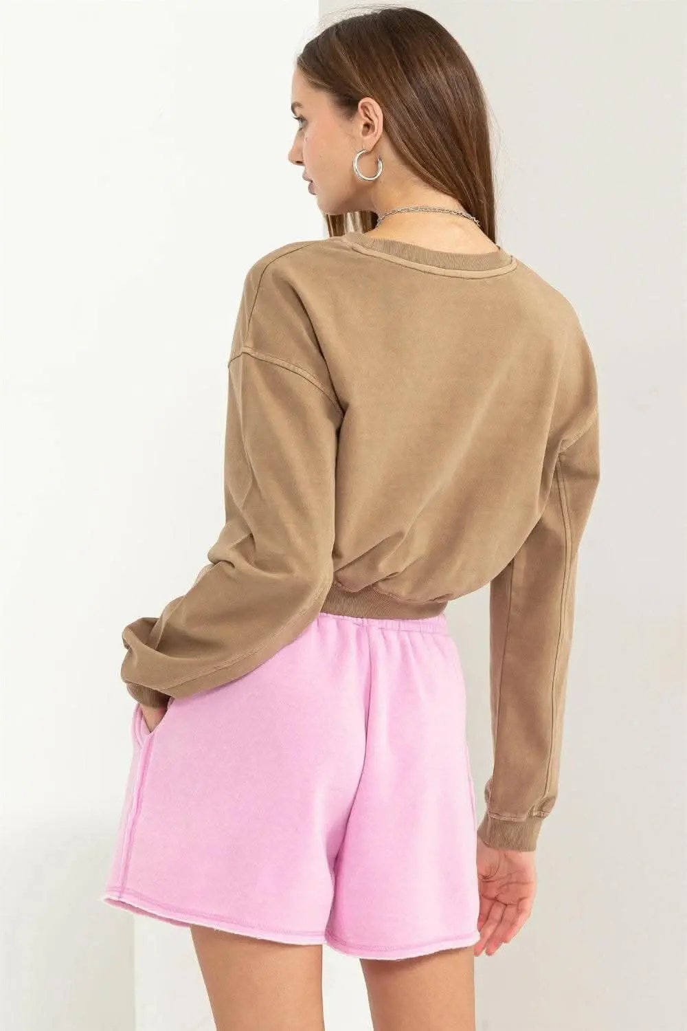 Accesorios Tendencias Sudadera corta para mujer, top informal de manga larga, suave y elegante