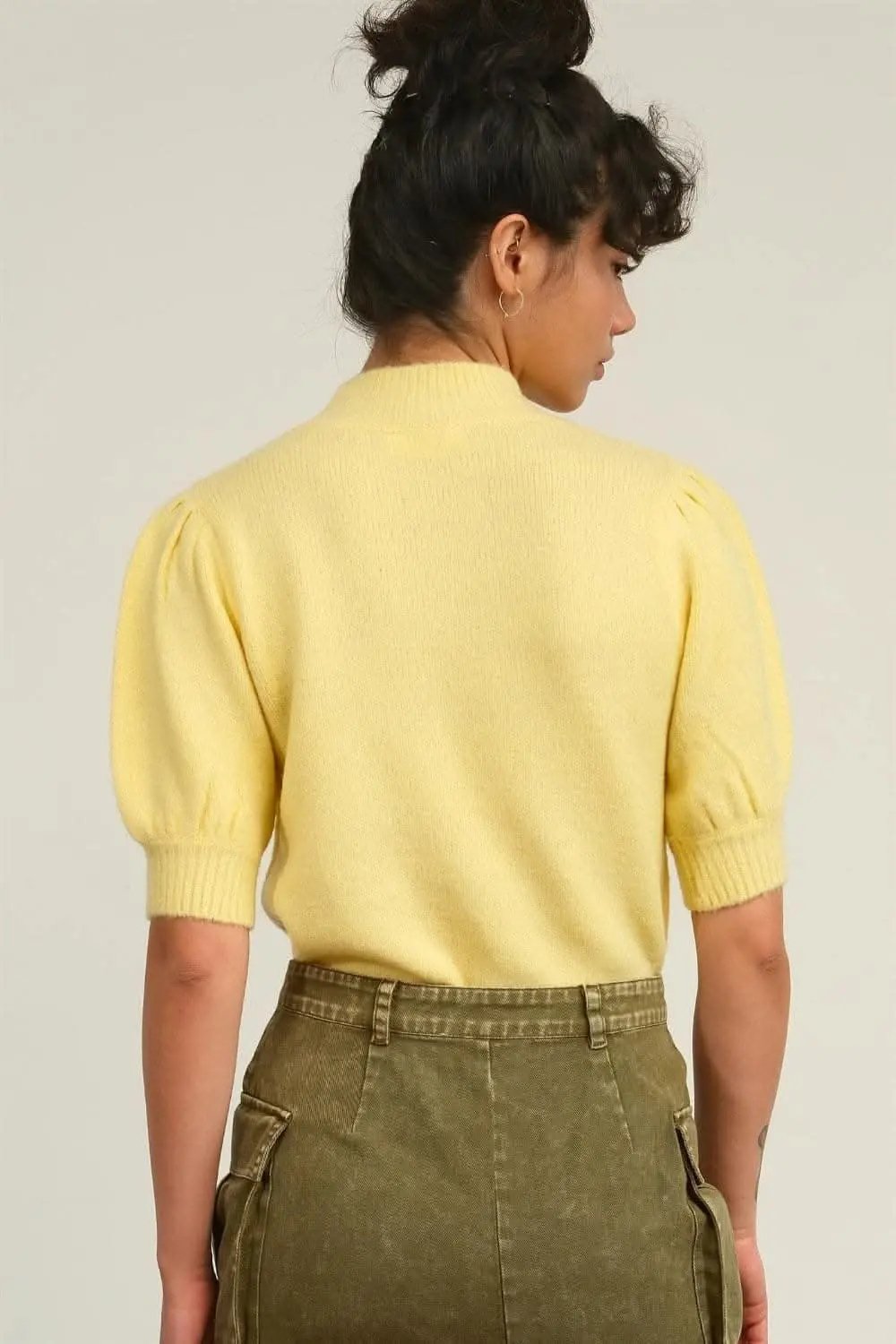 Women's Knit Top Top - Puff Sleeve Mock Neck - Elevated Knit Style