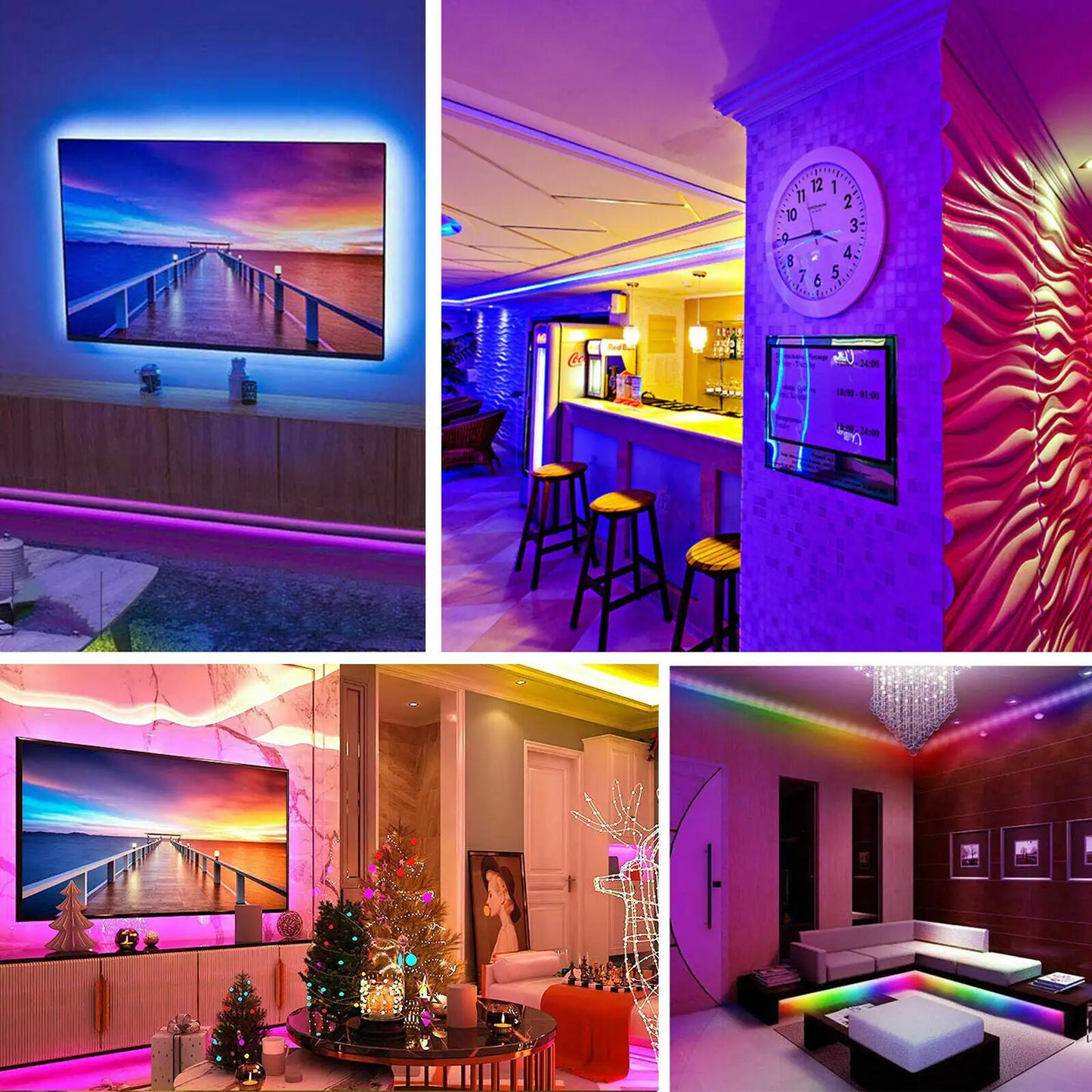 Tira de luces LED SMD flexible de 32 pies 3528 RGB con control remoto para habitación, TV, fiestas, bar