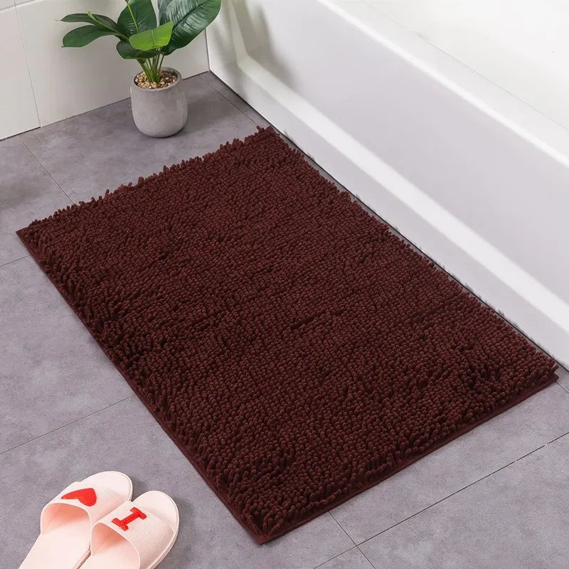 Nordic Style Soft Plush Chenille Non Slip Bathroom Bath Mat  Water Absorption Floor Door Mat Toilet Rug Home Decoration Carpet