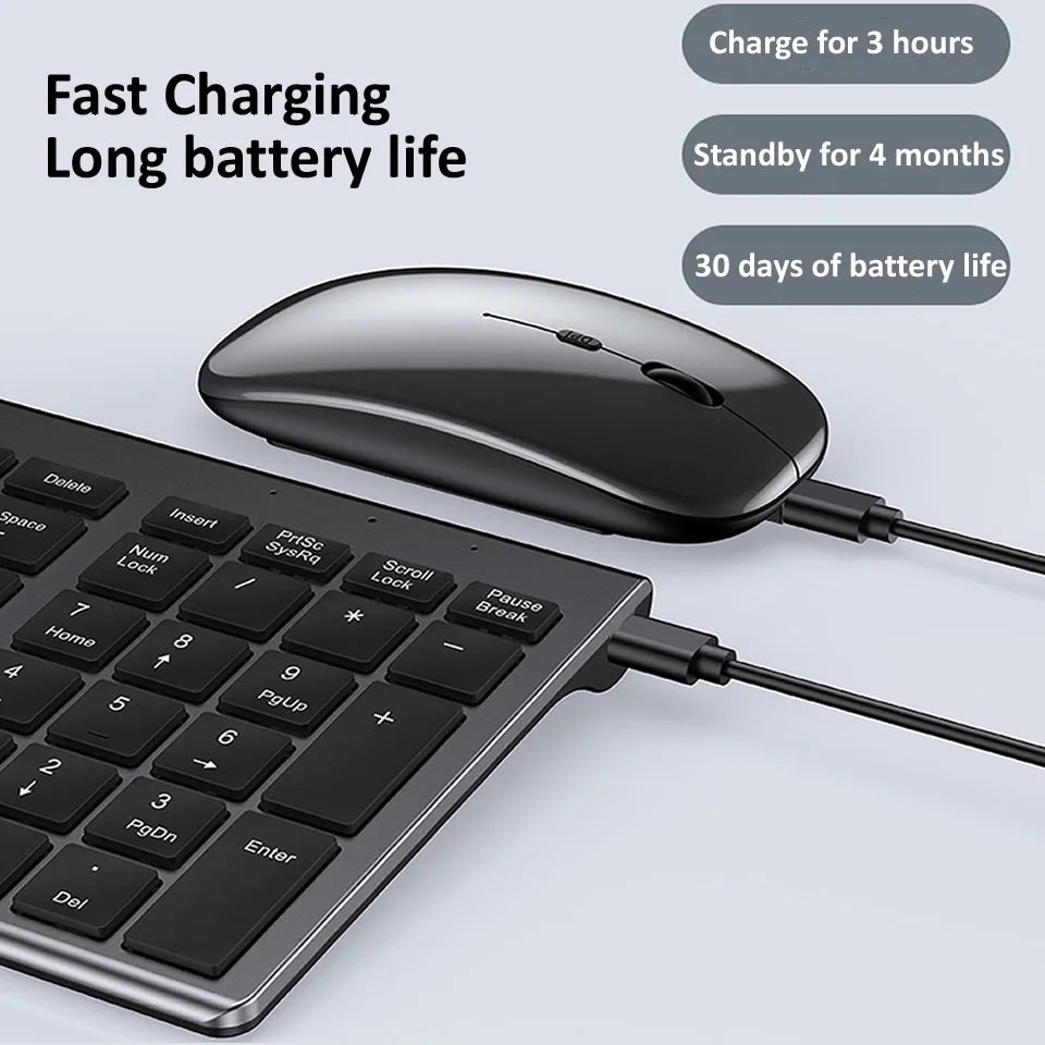Bluetooth 5.0 2.4G Wireless Keyboard and Mouse Combo Mini Multimedia Keyboard Mouse Set for Laptop PC TV iPad Macbook Android