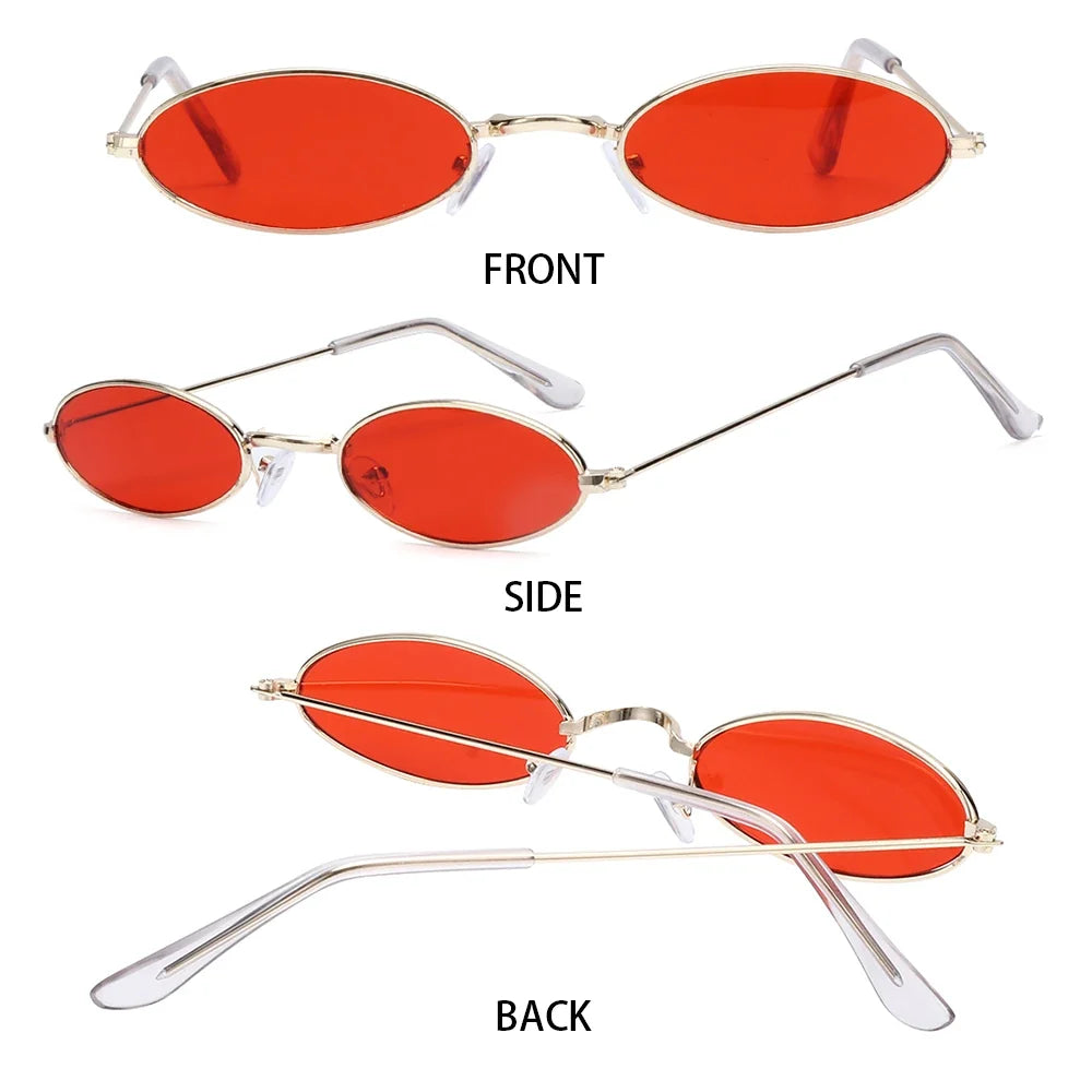 1PC Vintage Small Frame Shades Retro Oval Black Sunglasses Unisex Luxury Brand Designer Pink Sun Glasses Female Travel Eyewear