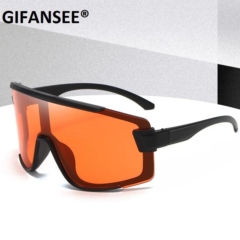 Shield Visor Mask Sunglasses Women Men Oversized Windproof Glasses One Peice Big Frame Goggles Shades Sport UV400 Gafas