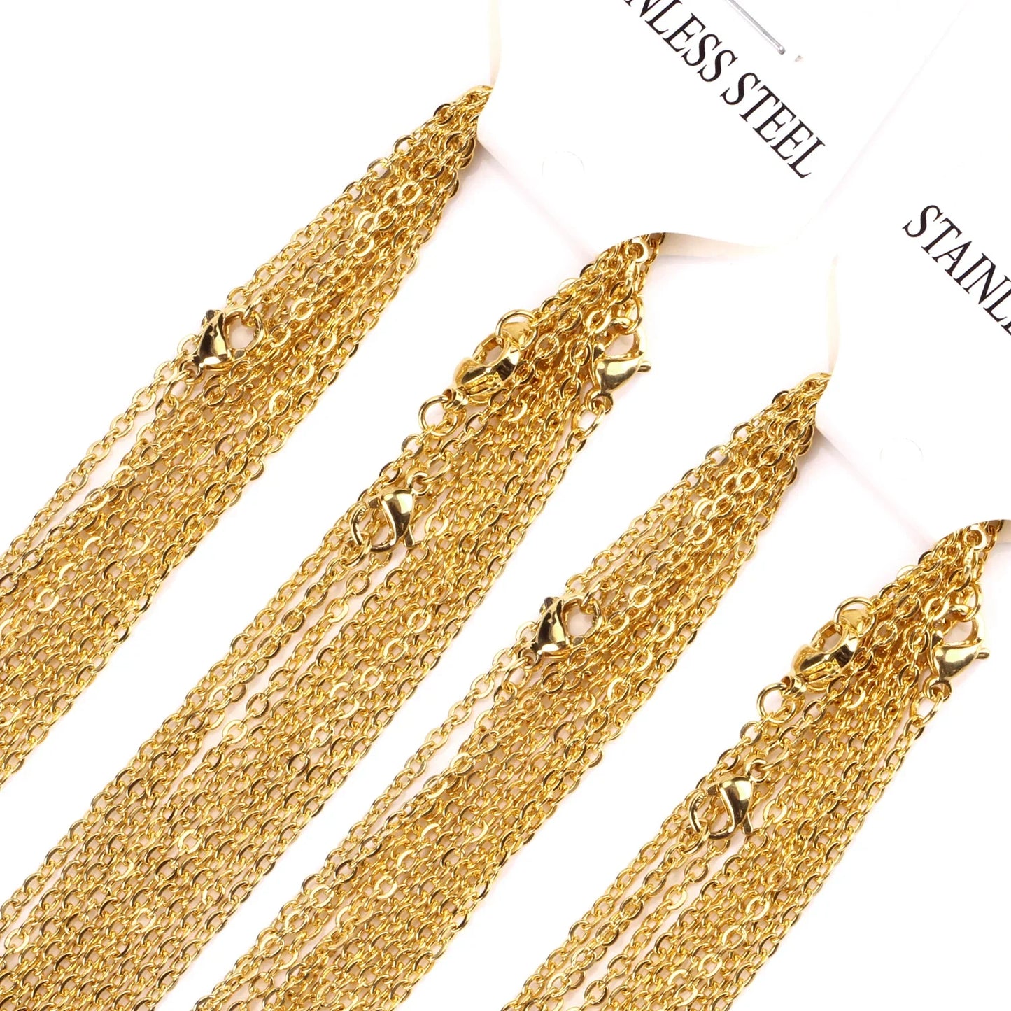 LUXUKISSKIDS Stainless Steel Chains DIY Jewelry Making O-Chain Necklace 10pcs/Lots 1.5/2MM Woman Accessories Choker 18K Golden