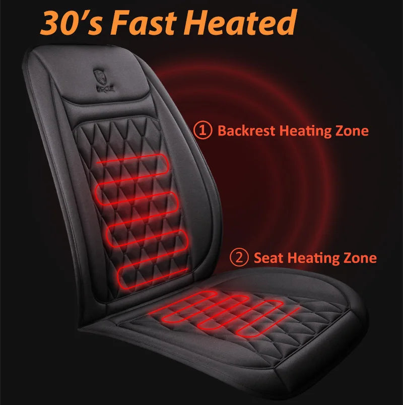 12-24V Heated Car Seat Cover – Fast Heating Flannel Seat Warmer Protector 25W