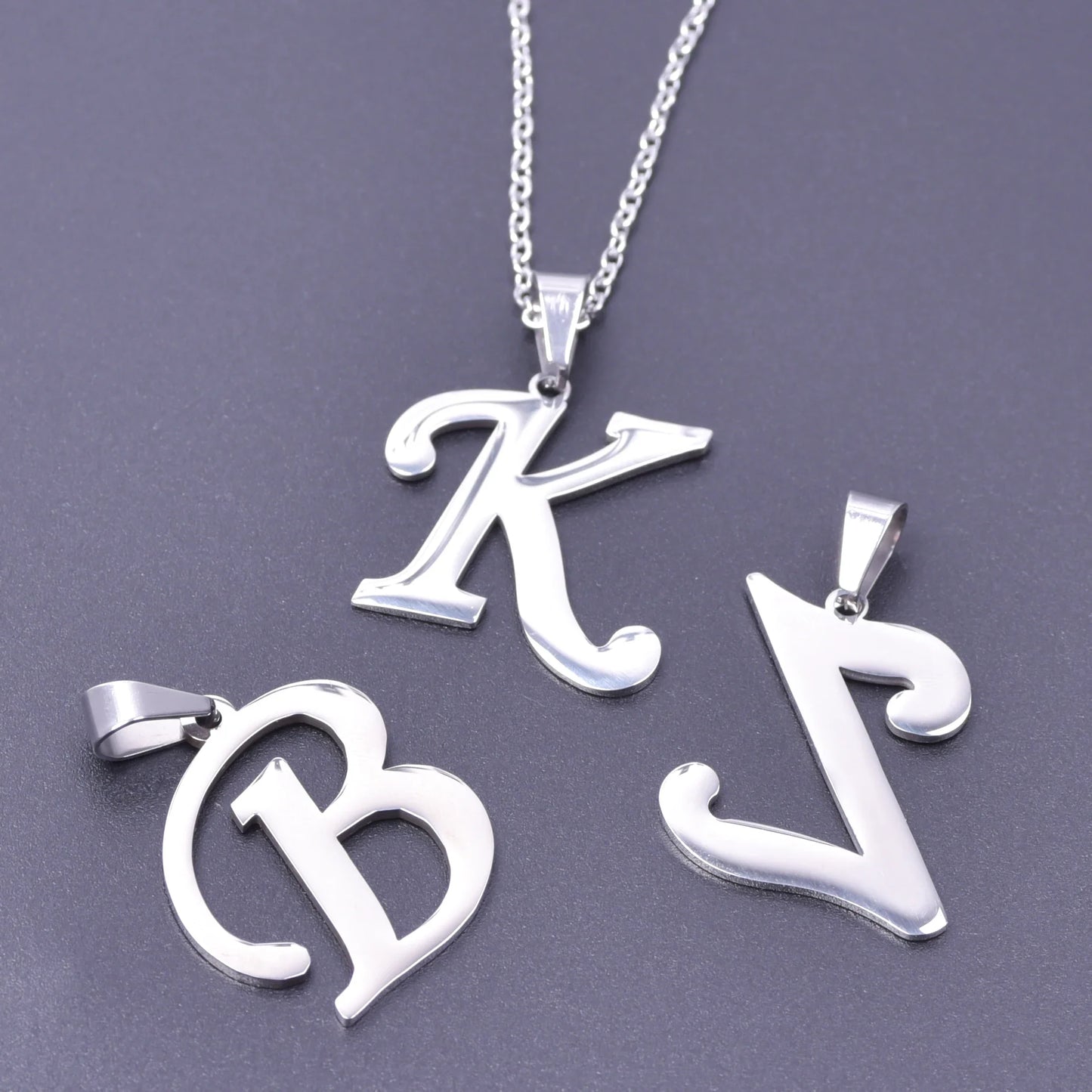 26 Letters Necklace Stainless Steel Initial Necklaces Pendant Big