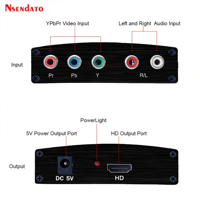 YPbPr To HDMI-compatible 1080P Video Audio Converter Adapter RCA to HD Connector Converters Adapters For PS2 DVD PSP Xbox HDTV