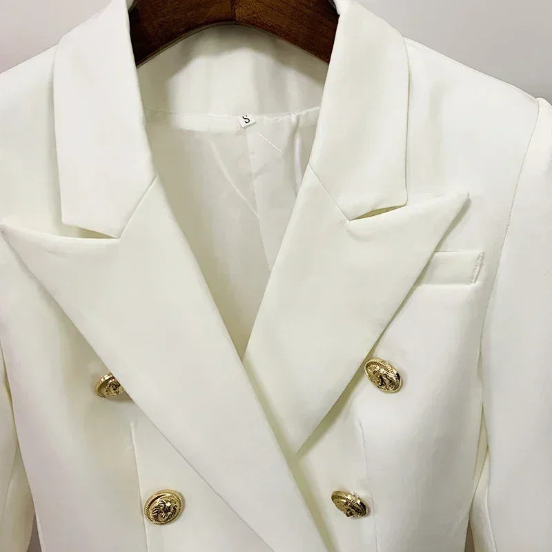 CHAQUETA DE ALTA CALIDAD Nuevo Modelo 2024 Chaqueta de diseñador para mujer Clásica cruzada con botones de león de metal Blazer Tallas S-5XL