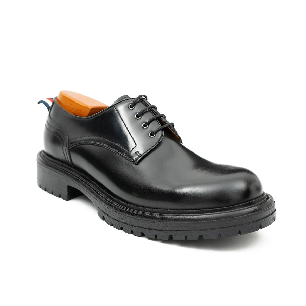 Black Plain-Toe Cow Leather Derby Shoes