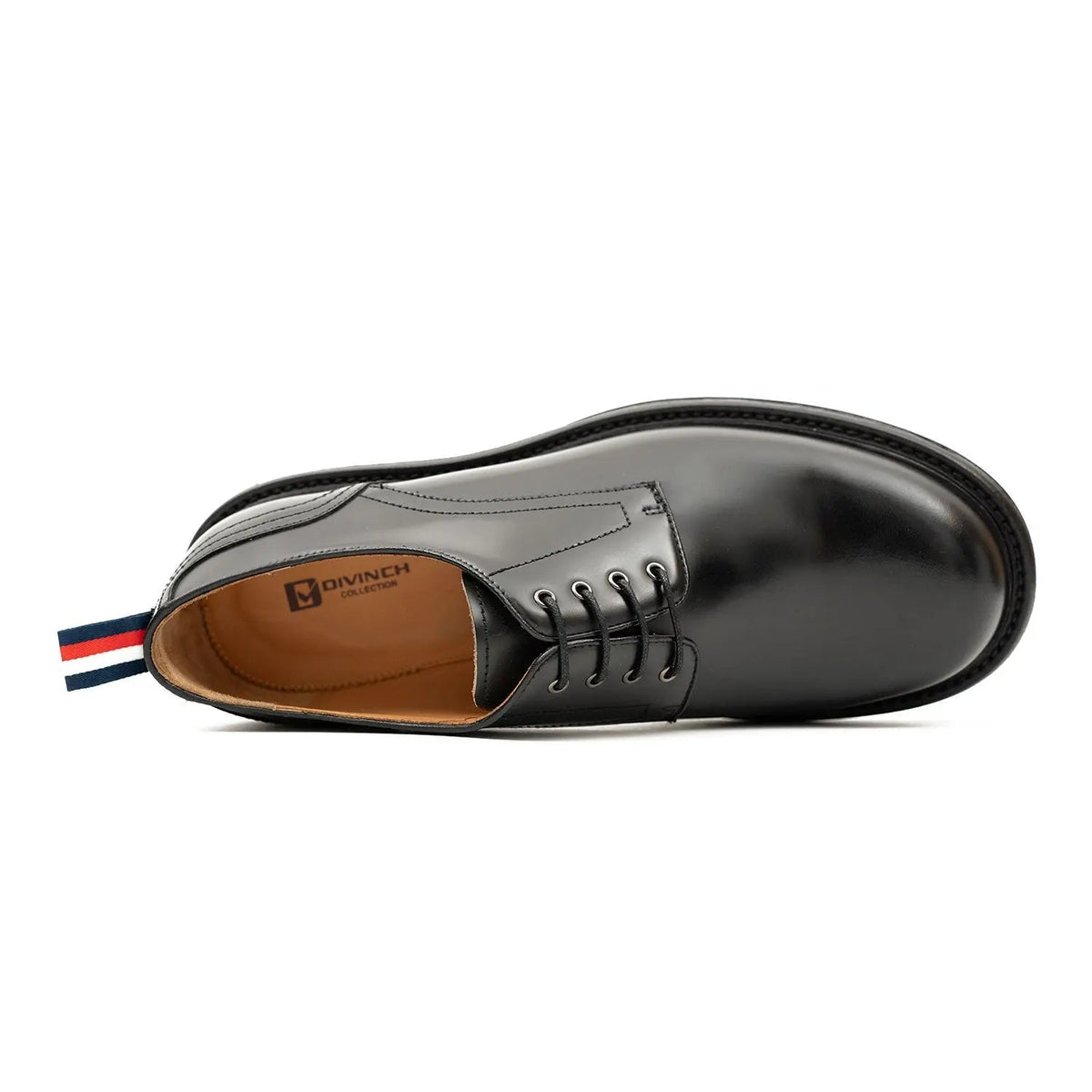 Black Plain-Toe Cow Leather Derby Shoes