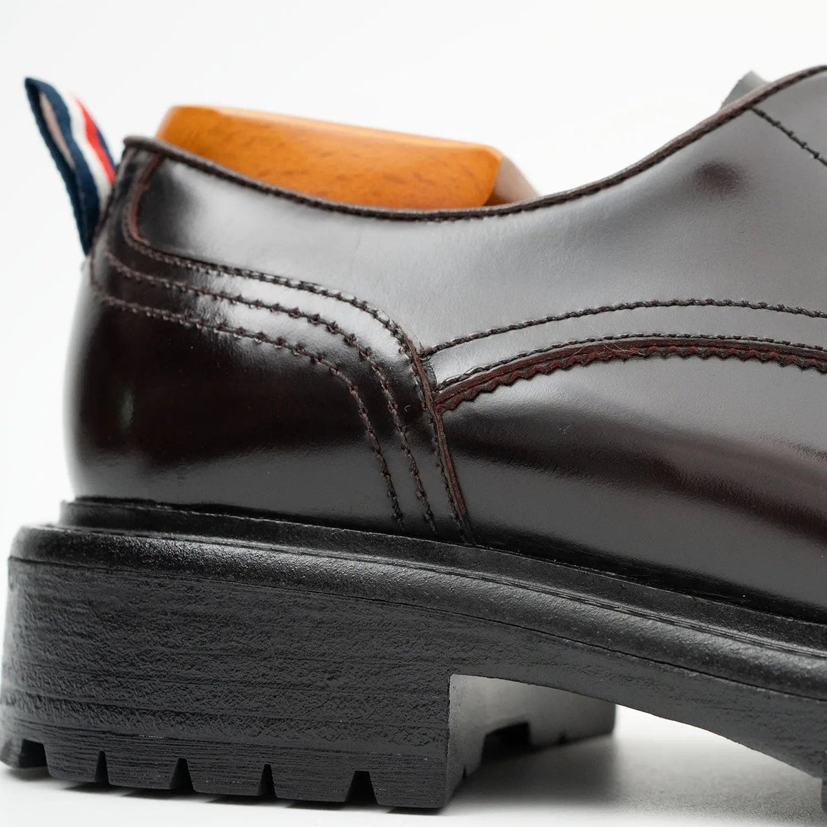 Wine Red Plain-Toe Cow Leather Derby Shoes