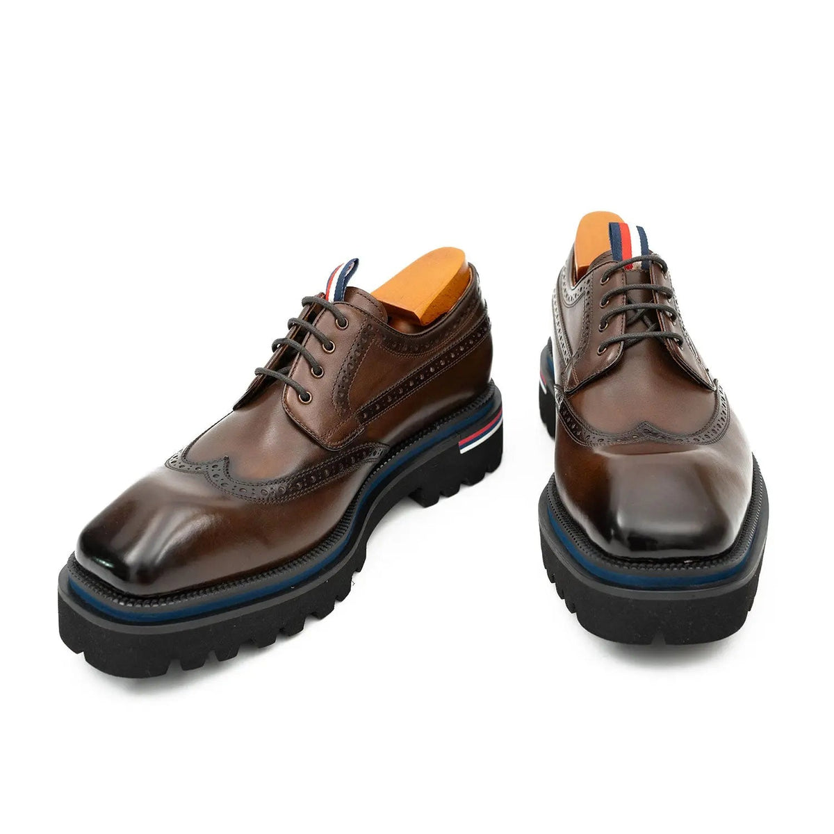 Brown Wingtip Cow Leather Derby Shoes