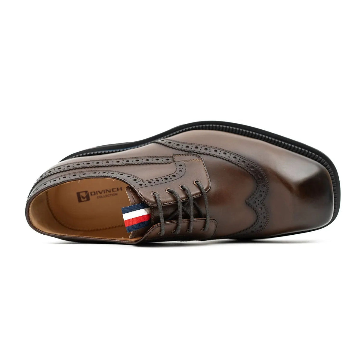 Brown Wingtip Cow Leather Derby Shoes