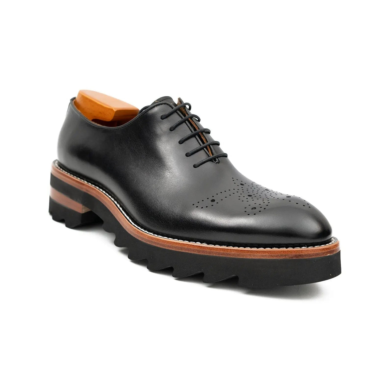 Black Cow Leather Oxford Shoes