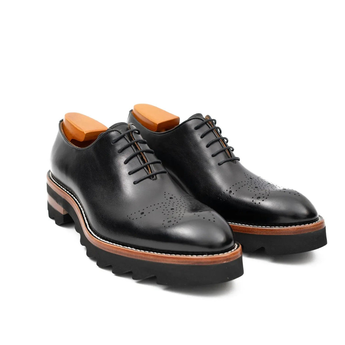 Black Cow Leather Oxford Shoes