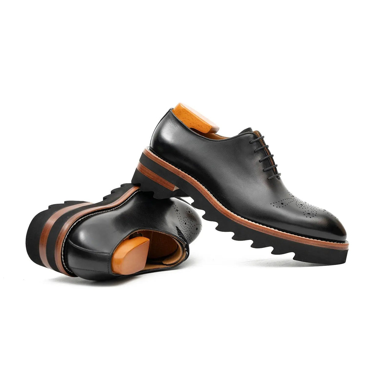 Black Cow Leather Oxford Shoes