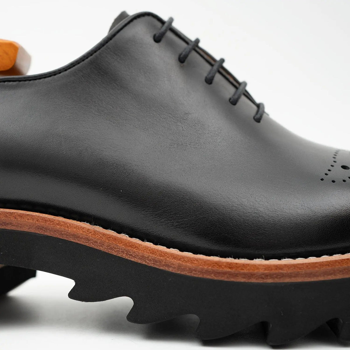 Black Cow Leather Oxford Shoes