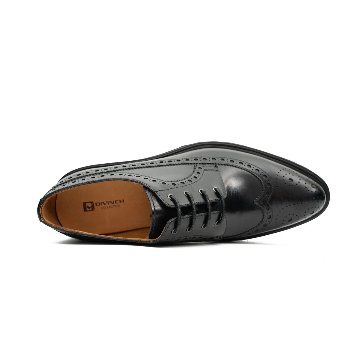 Black Wingtip Calf Leather Derby Shoes