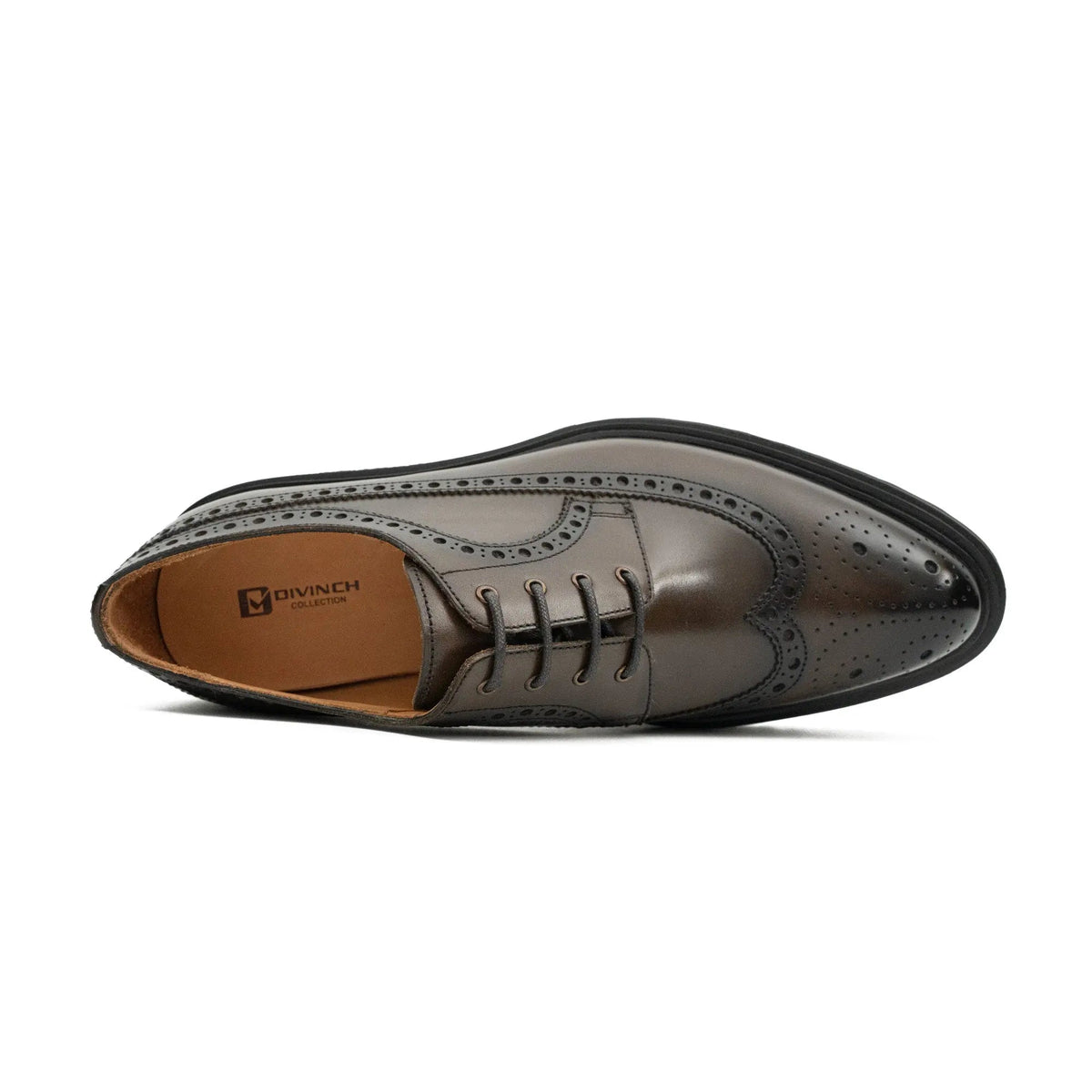Dark Brown Wingtip Calf Leather Derby Shoes