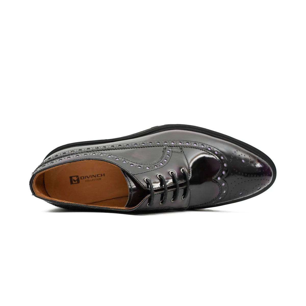 Purple Wingtip Calf Leather Derby Shoes