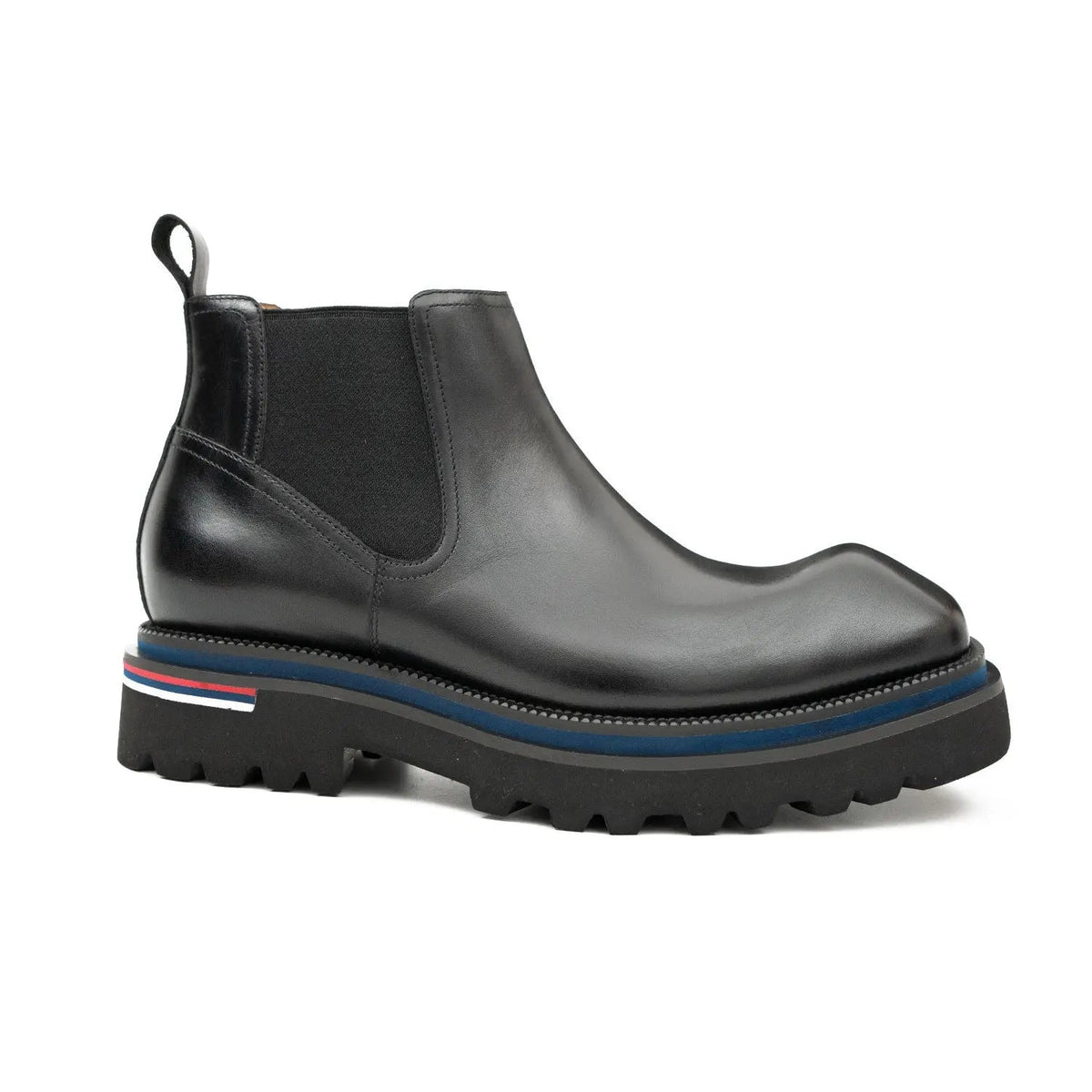 Black Square-Toe Cow Leather Chelsea Boots