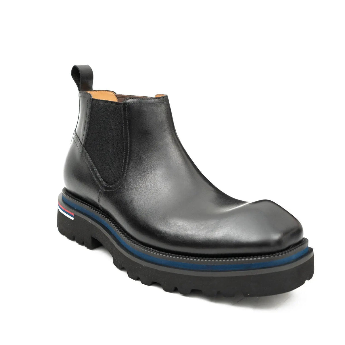 Black Square-Toe Cow Leather Chelsea Boots