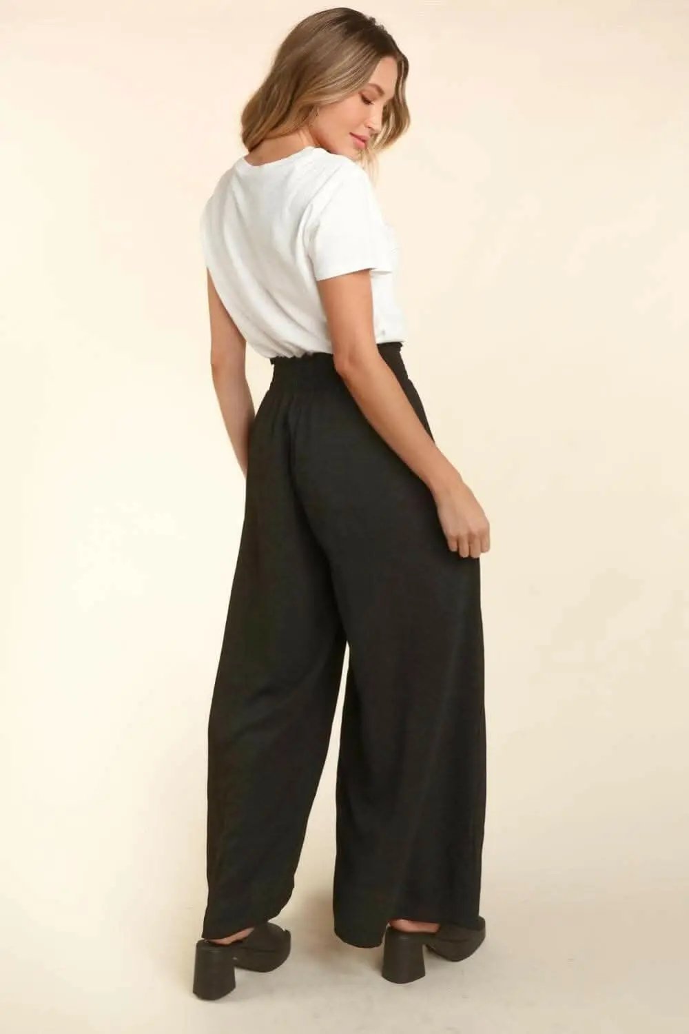Pantalones anchos elásticos con bolsillos Haptics de Trendsi