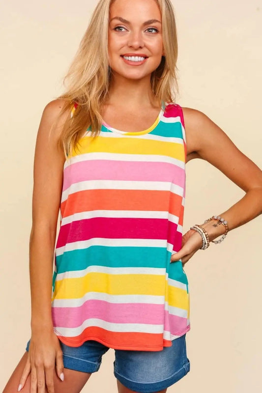 Trendsi Striped Tank Top With Haptics Texture — Casual Summer Wear